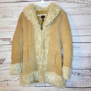 Vintage Giacca L Suede Leather & Faux Fur Coat